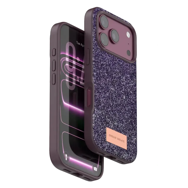 Onegif İphone 18 Pro Max Bright Simli Kapak - Bordo