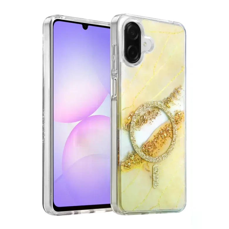 Onegif Samsung Galaxy A07 4g Lotus Simli Magsafe Kapak - Gümüş