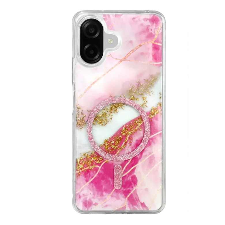 Onegif Samsung Galaxy A07 4g Lotus Simli Magsafe Kapak - Pembe