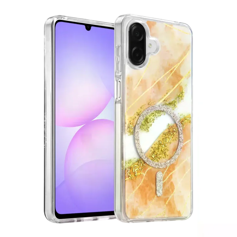 Onegif Samsung Galaxy A07 4g Lotus Simli Magsafe Kapak - Turuncu