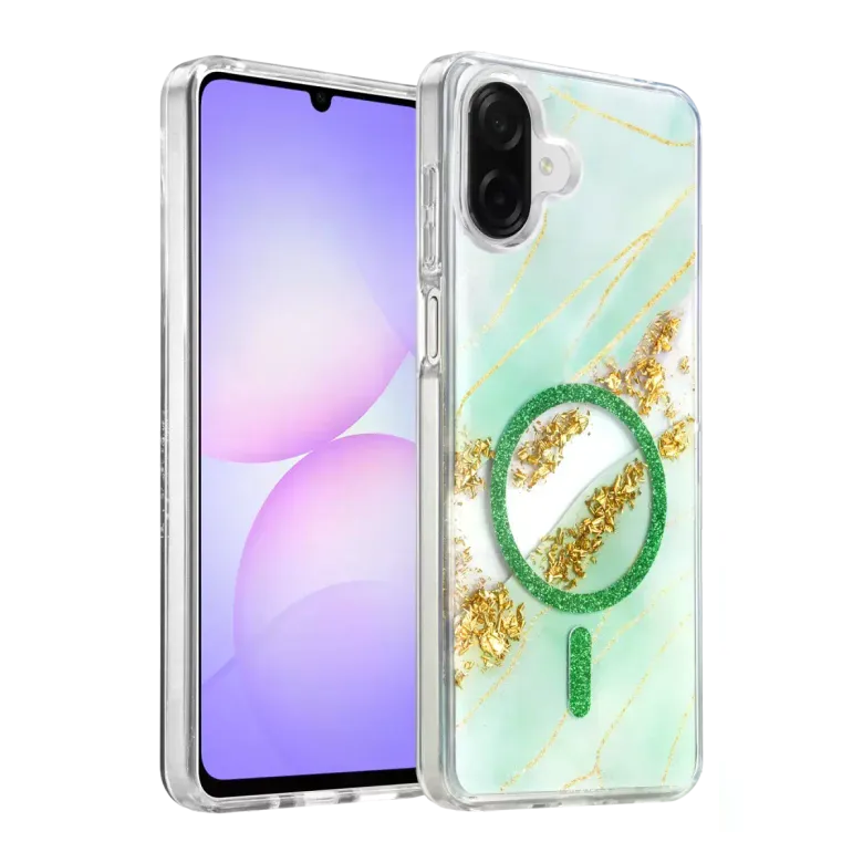 Onegif Samsung Galaxy A07 4g Lotus Simli Magsafe Kapak - Yeşil