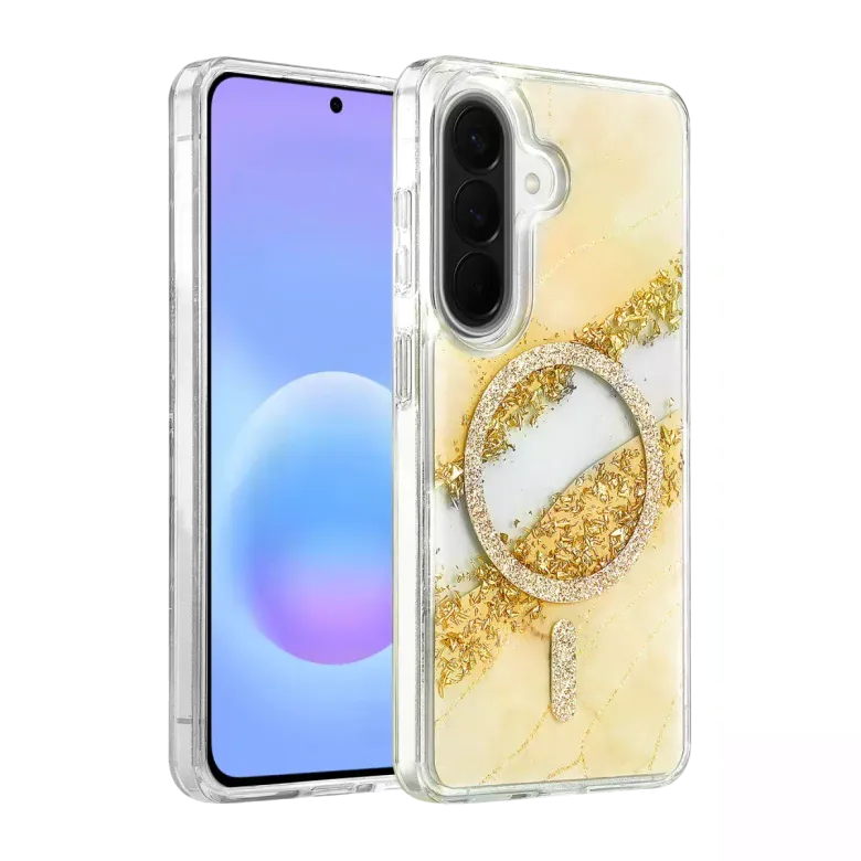 Onegif Samsung Galaxy A37 5g Lotus Simli Magsafe Kapak - Gümüş