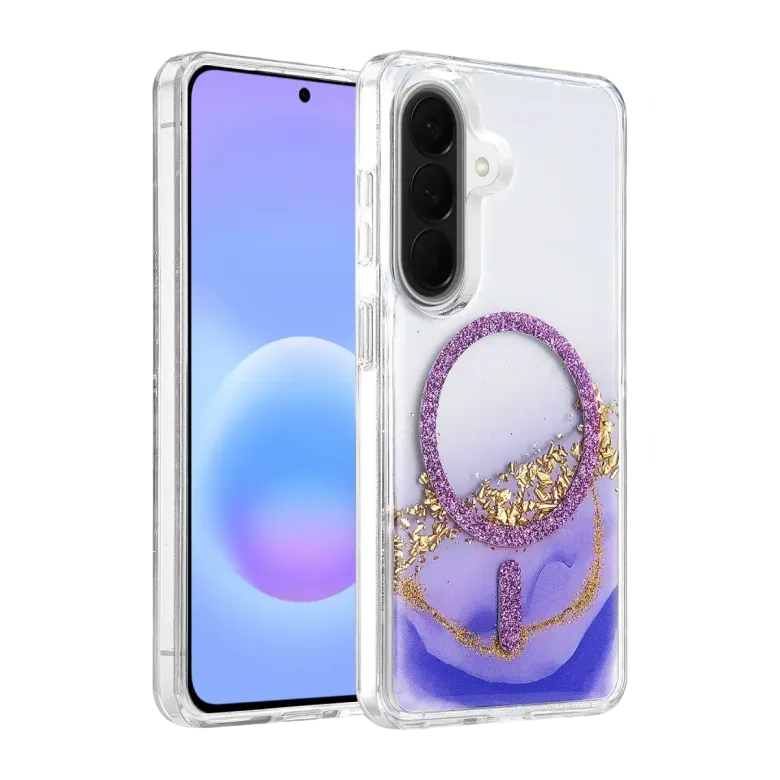 Onegif Samsung Galaxy A37 5g Lotus Simli Magsafe Kapak - Mor