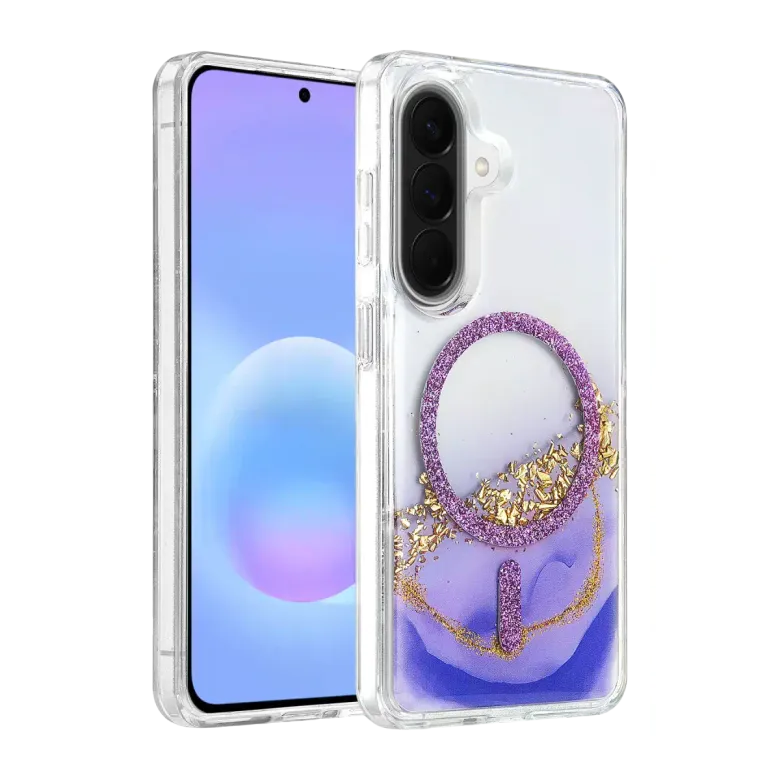 Onegif Samsung Galaxy A56 Lotus Simli Magsafe Kapak - Mor