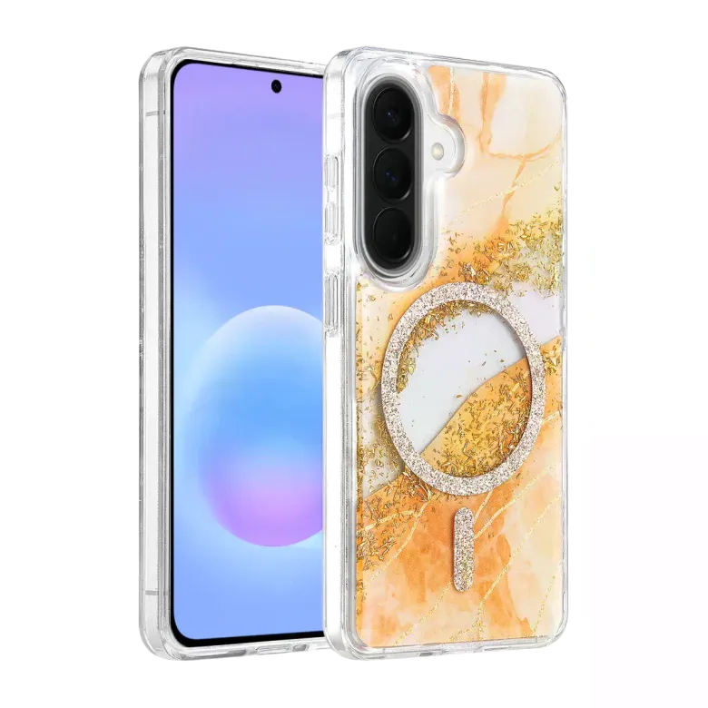 Onegif Samsung Galaxy A56 Lotus Simli Magsafe Kapak - Turuncu