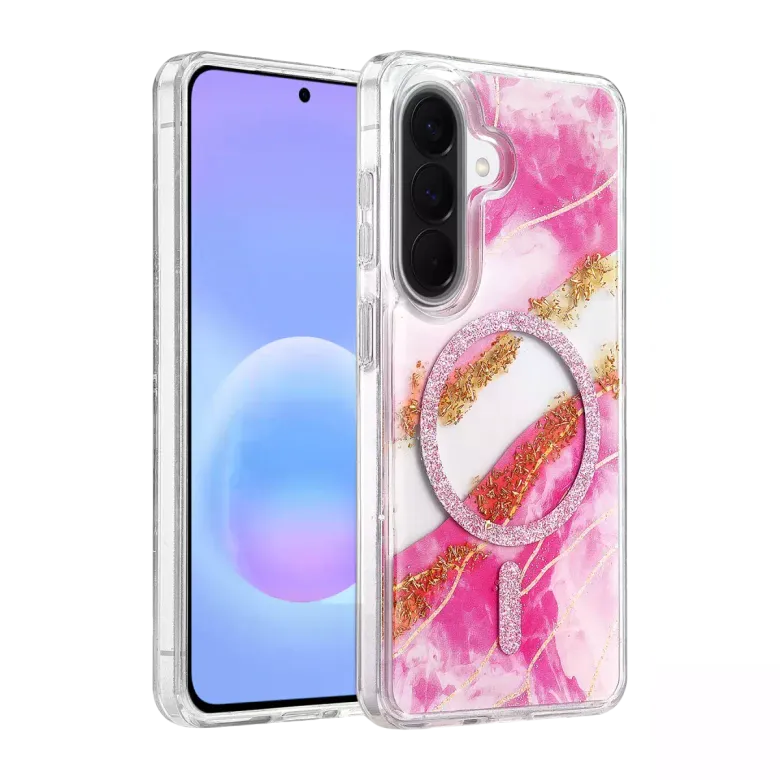 Onegif Samsung Galaxy A57 5g Lotus Simli Magsafe Kapak - Pembe