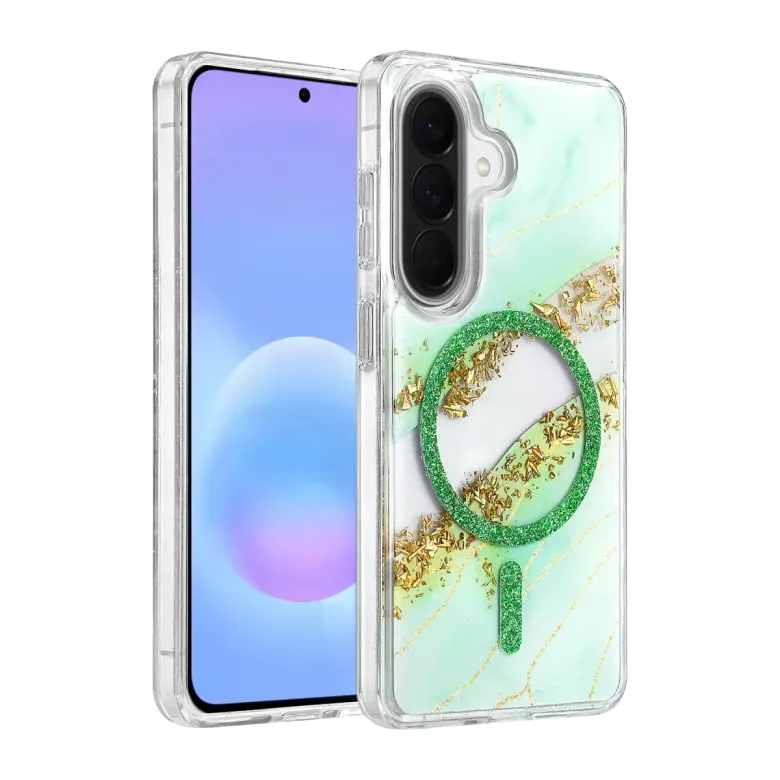 Onegif Samsung Galaxy A57 5g Lotus Simli Magsafe Kapak - Yeşil