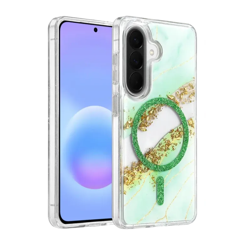 Onegif Samsung Galaxy A57 5g Lotus Simli Magsafe Kapak - Yeşil