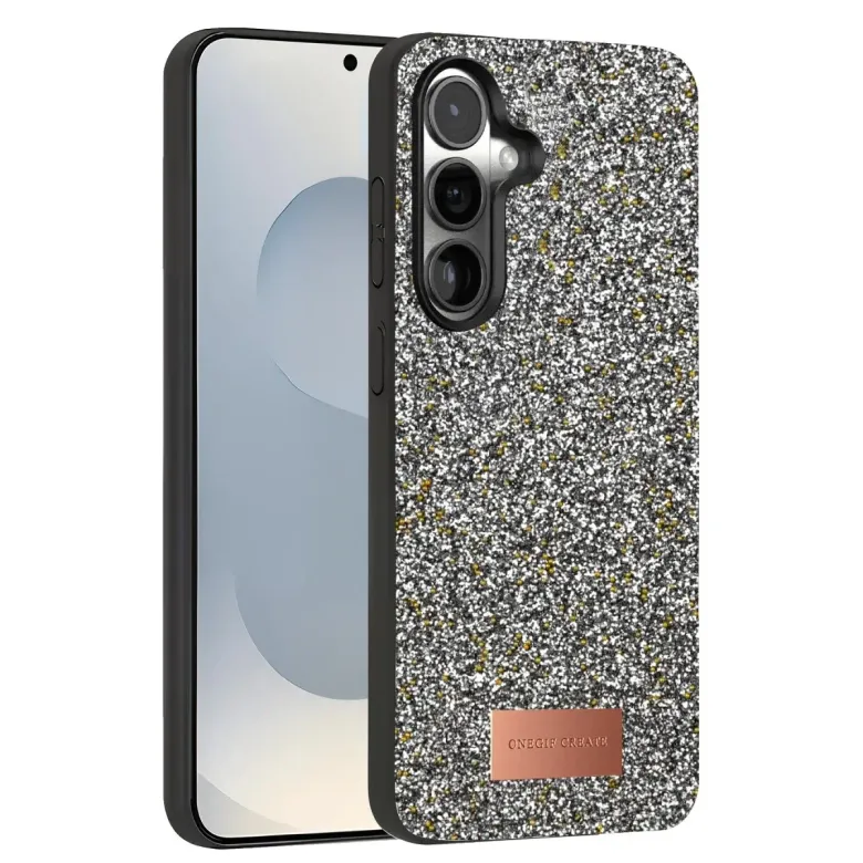Onegif Samsung Galaxy S25 Bright Simli Kapak - Gold