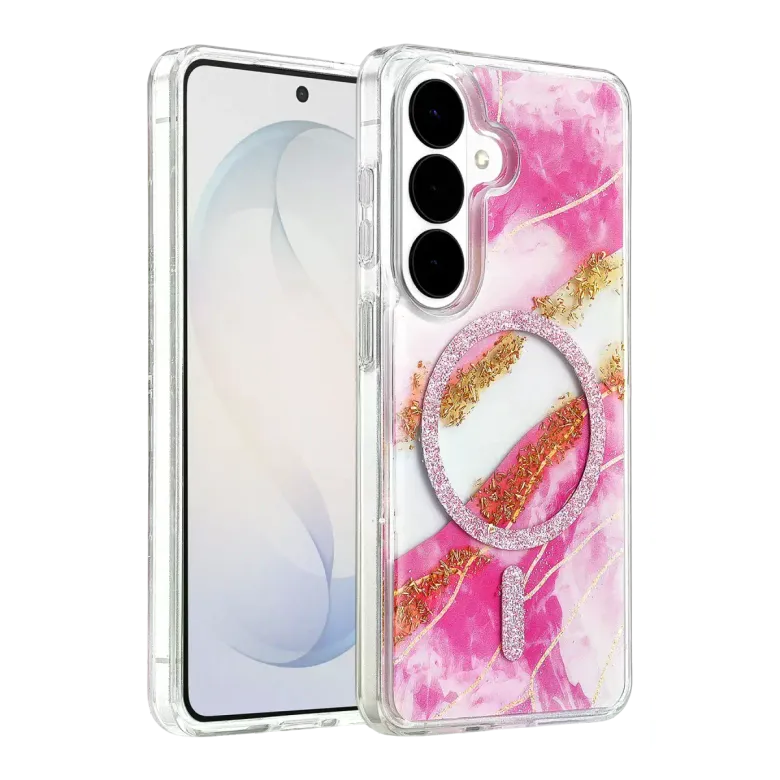 Onegif Samsung Galaxy S26 Lotus Simli Magsafe Kapak - Pembe