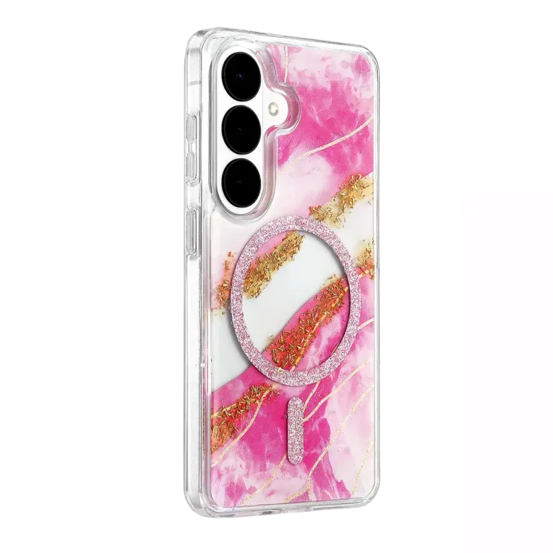 Onegif Samsung Galaxy S26 Lotus Simli Magsafe Kapak - Pembe