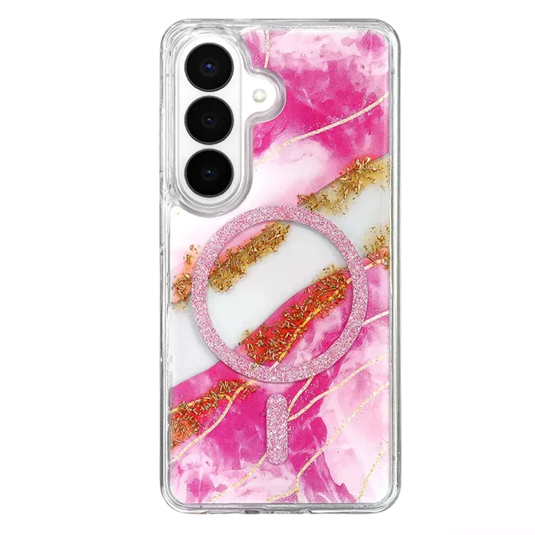Onegif Samsung Galaxy S26 Lotus Simli Magsafe Kapak - Pembe