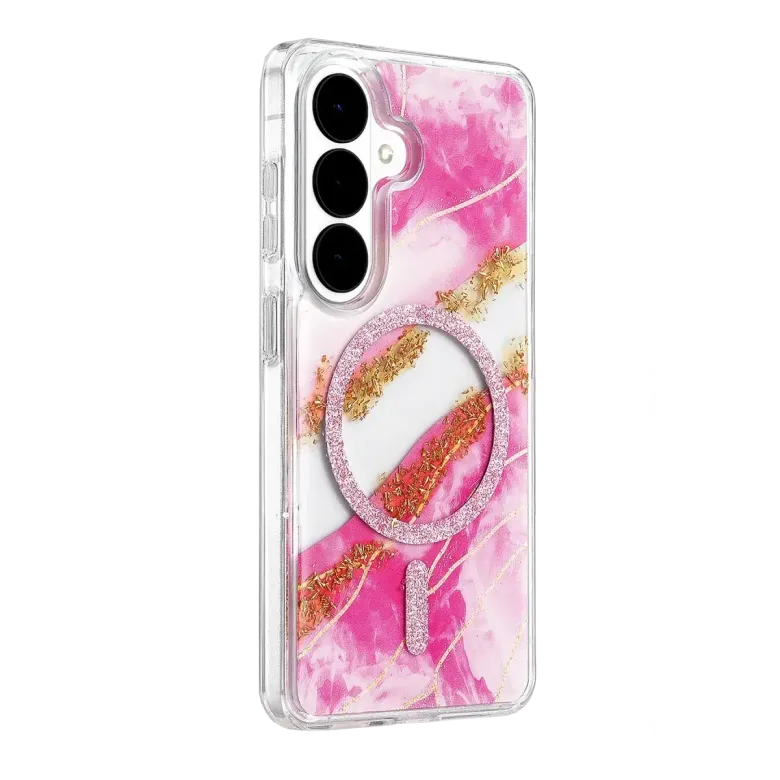 Onegif Samsung Galaxy S26 Lotus Simli Magsafe Kapak - Pembe