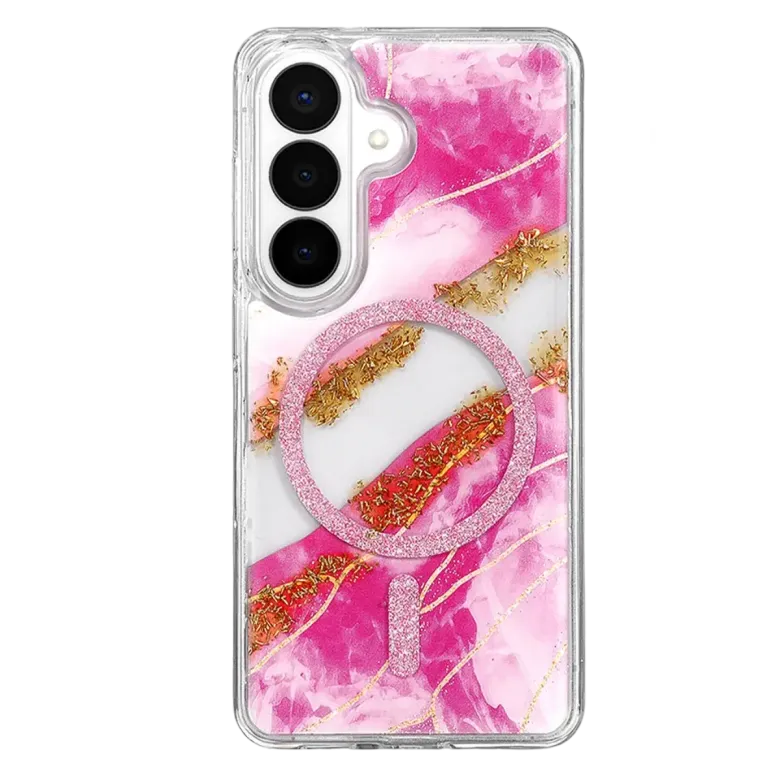 Onegif Samsung Galaxy S26 Lotus Simli Magsafe Kapak - Pembe