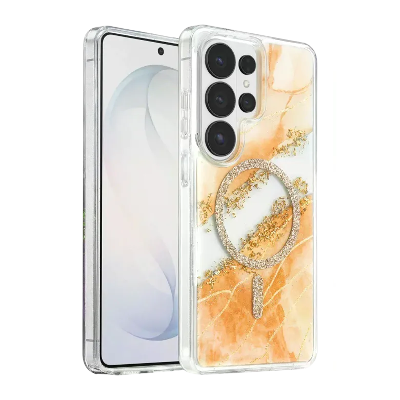 Onegif Samsung Galaxy S26 Ultra Lotus Simli Magsafe Kapak - Turuncu