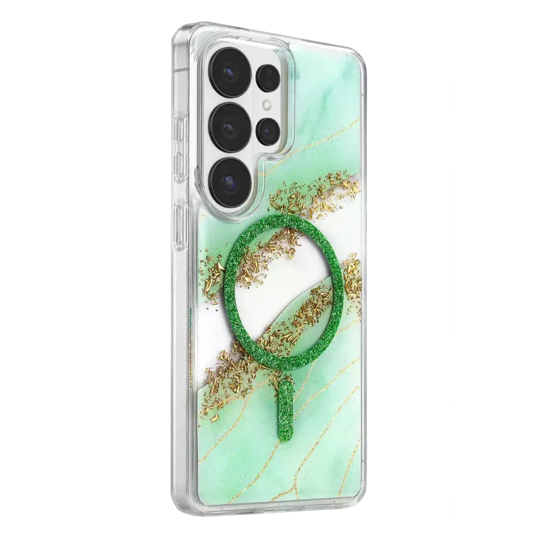 Onegif Samsung Galaxy S26 Ultra Lotus Simli Magsafe Kapak - Yeşil