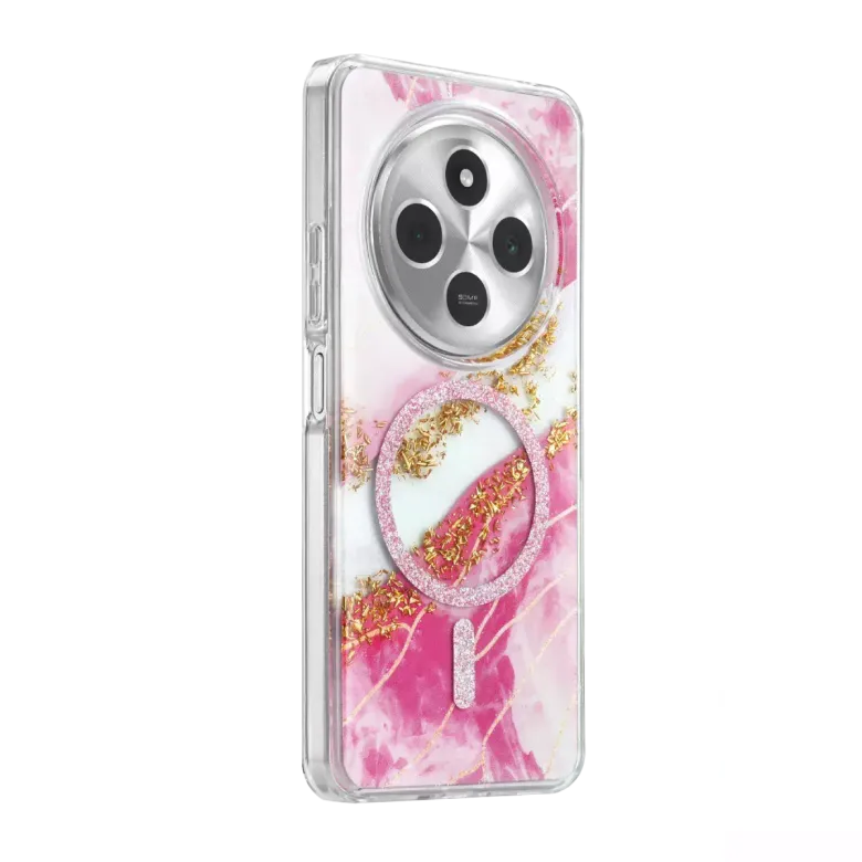 Onegif Xiaomi Redmi 14c Lotus Simli Magsafe Kapak - Pembe