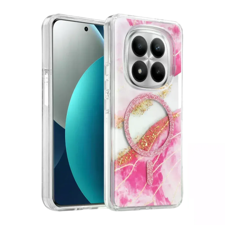 Onegif Xiaomi Redmi Note 15 4g Lotus Simli Magsafe Kapak - Pembe