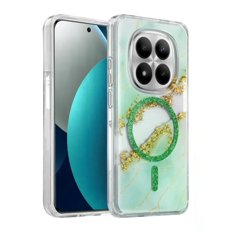 Onegif Xiaomi Redmi Note 15 Pro 5g Lotus Simli Magsafe Kapak - Yeşil