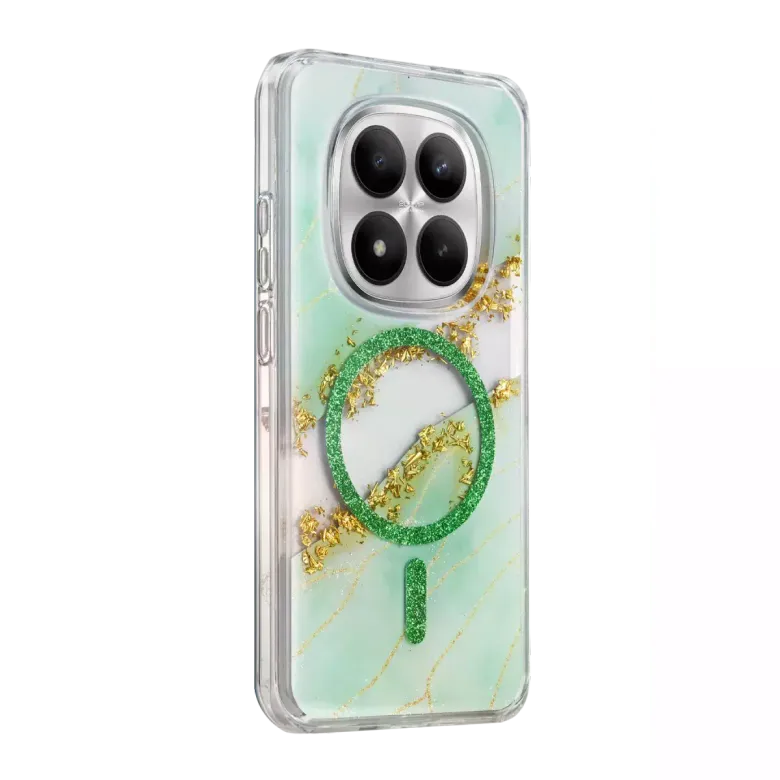 Onegif Xiaomi Redmi Note 15 Pro Plus 5g Lotus Simli Magsafe Kapak - Yeşil