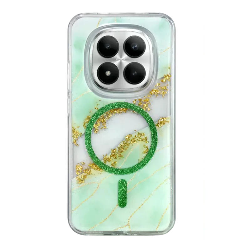 Onegif Xiaomi Redmi Note 15 Pro Plus 5g Lotus Simli Magsafe Kapak - Yeşil