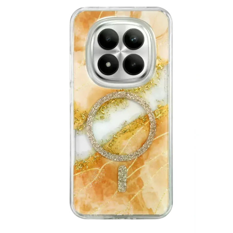 Onegif Xiaomi Redmi Note 15 Pro Plus 5g Lotus Simli Magsafe Kapak - Turuncu