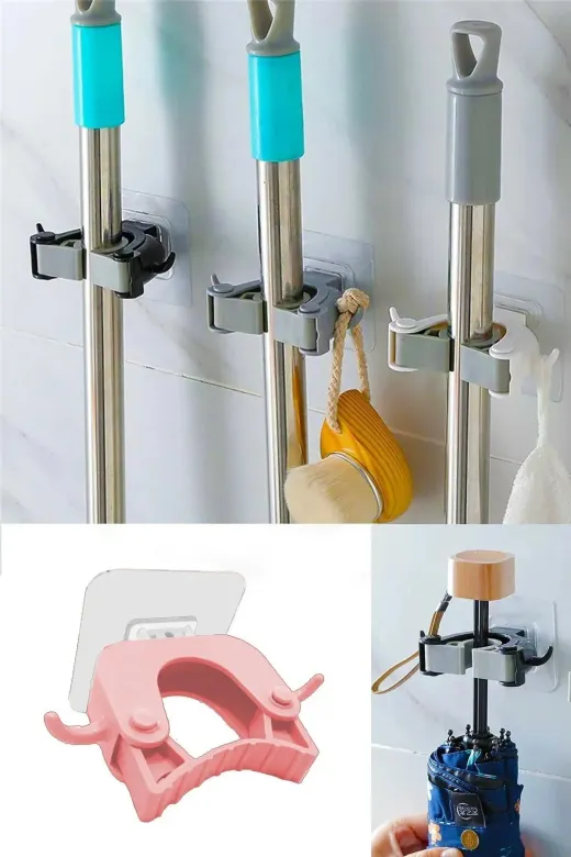 Online Kapında banyo-00124 3 Adet Lüks Paspas Süpürge Fırça Ve Mop Askısı Sap Tutucu Mutfak Banyo Askı