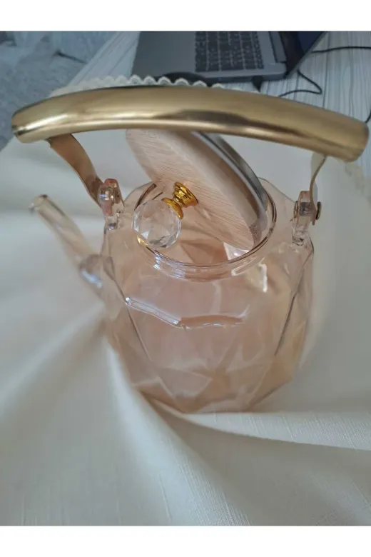 Online Kapında Mutfak-00000358 Isıya Dayanıklı Borosilikat Demlik 1000Ml(Gold)