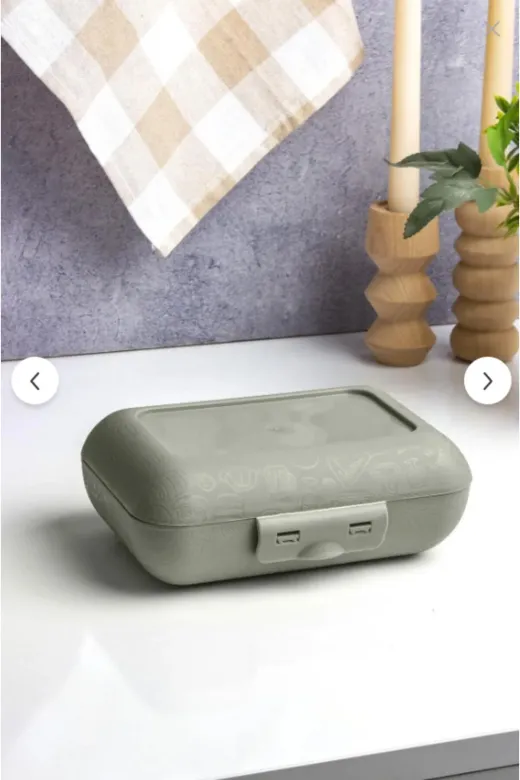 Online Kapında Mutfak-00000402 Lüks Yeşil Lunch Box 2 Katlı 5 Bölmeli Kendinden Çatal Kaşıklı Beslenme Kutusu
