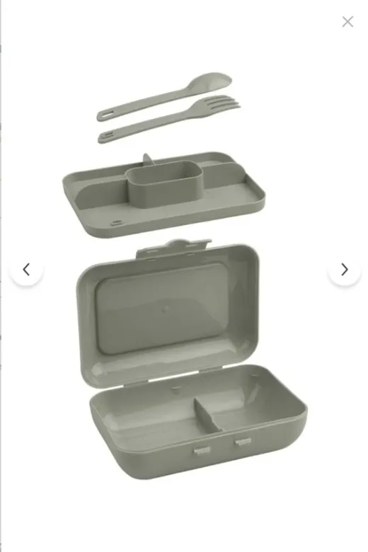 Online Kapında Mutfak-00000402 Lüks Yeşil Lunch Box 2 Katlı 5 Bölmeli Kendinden Çatal Kaşıklı Beslenme Kutusu