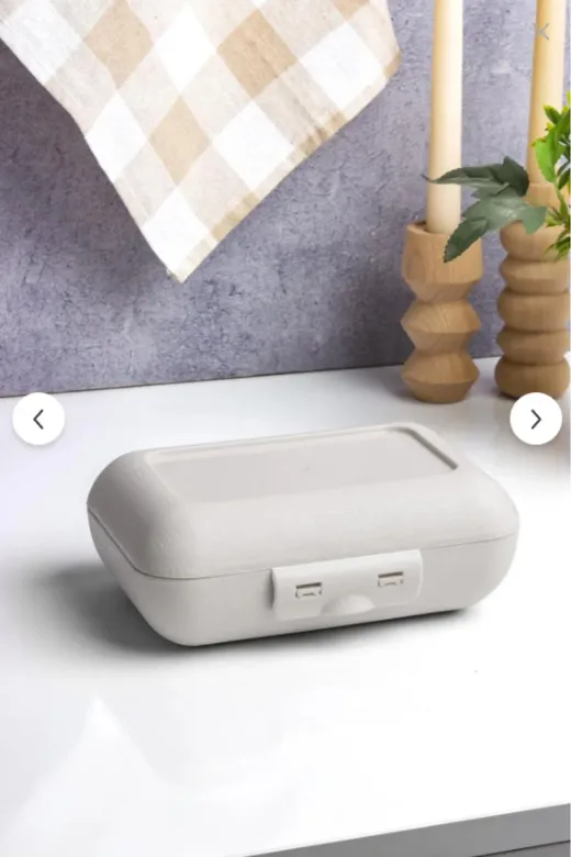 Online Kapında Mutfak-00000403 Lüks Bej Lunch Box 2 Katlı 5 Bölmeli Kendinden Çatal Kaşıklı Beslenme Kutusu