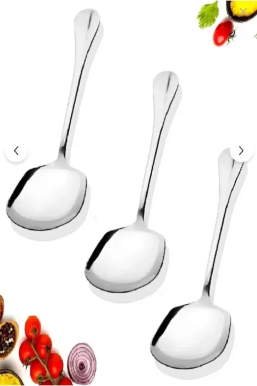 Online Kapında Mutfak-003020 Lüks Servis Kaşığı Paslanmaz Çelik Salata Pasta Kaşığı 3 Lü Servis Kaşık