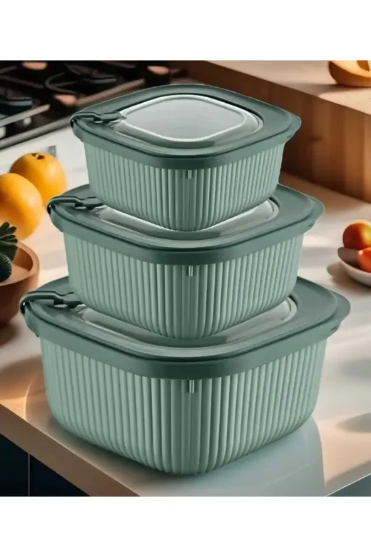 Online Kapında Mutfak-00357 3'lü Micro Line Saklama Kabi (600Ml-1100Ml-1800Ml)