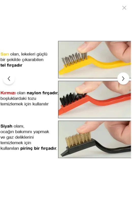 Online Kapında Mutfak-0352 3'lü Tel Fırça Seti Pas Sökücü Çelik Pirinç Naylon Metal Temizlik Fırçası Pas Sökme