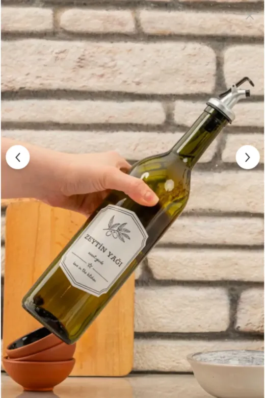 Online Kapında Mutfak-03524 Lüks Amber 2'li 750 Ml Zeytinyağı Sıvıyağ Şişesi Dekoratif Yağdanlık Yağlık