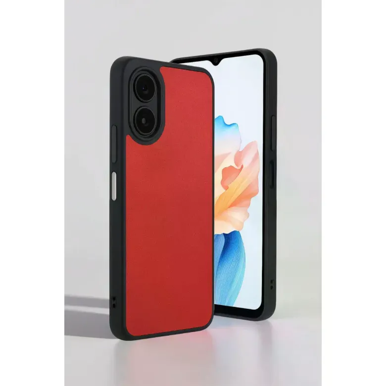 Oppo A38 Kılıf Aras Deri Kapak - Kırmızı