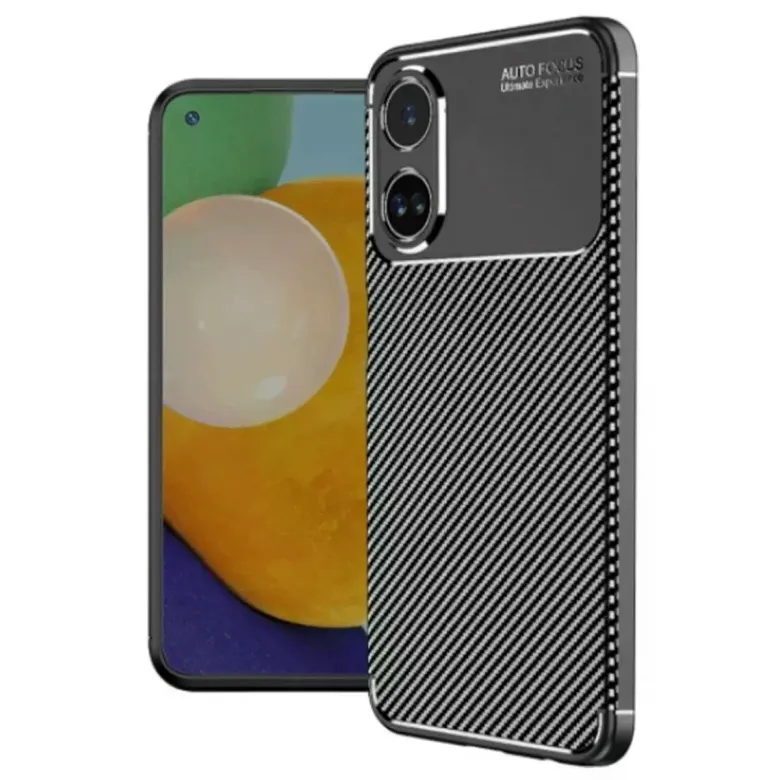 Oppo A38 Kılıf Auto Focus Karbon Kapak - Siyah