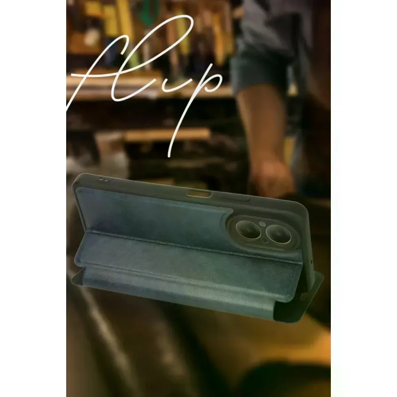 Oppo A38 Kılıf Flip Cover - Koyu Yeşil