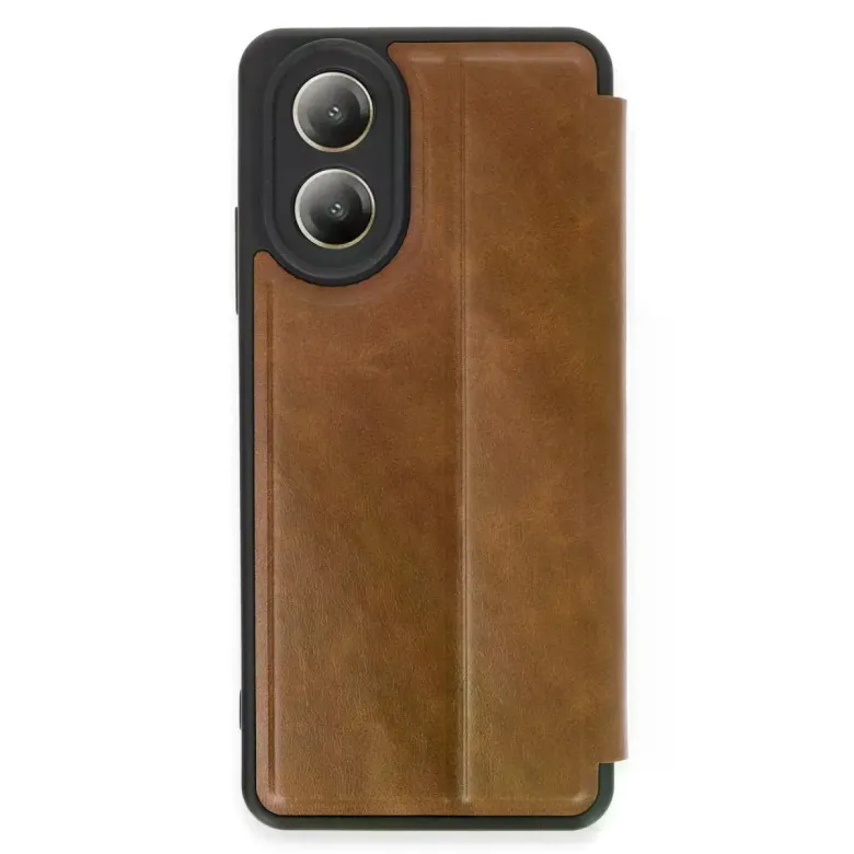 Oppo A38 Kılıf Flip Cover - Taba