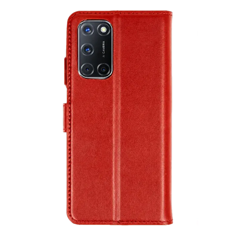Oppo A52 Trend S Plus Kapaklı Kılıf - Kırmızı