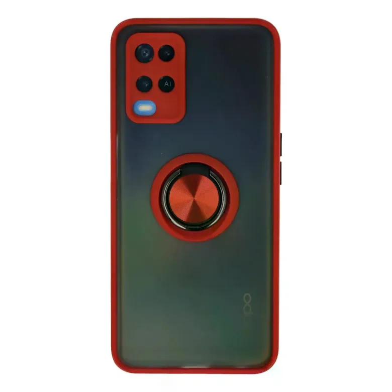 Oppo A54 4G Kılıf Montreal Yüzüklü Silikon Kapak - Kırmızı