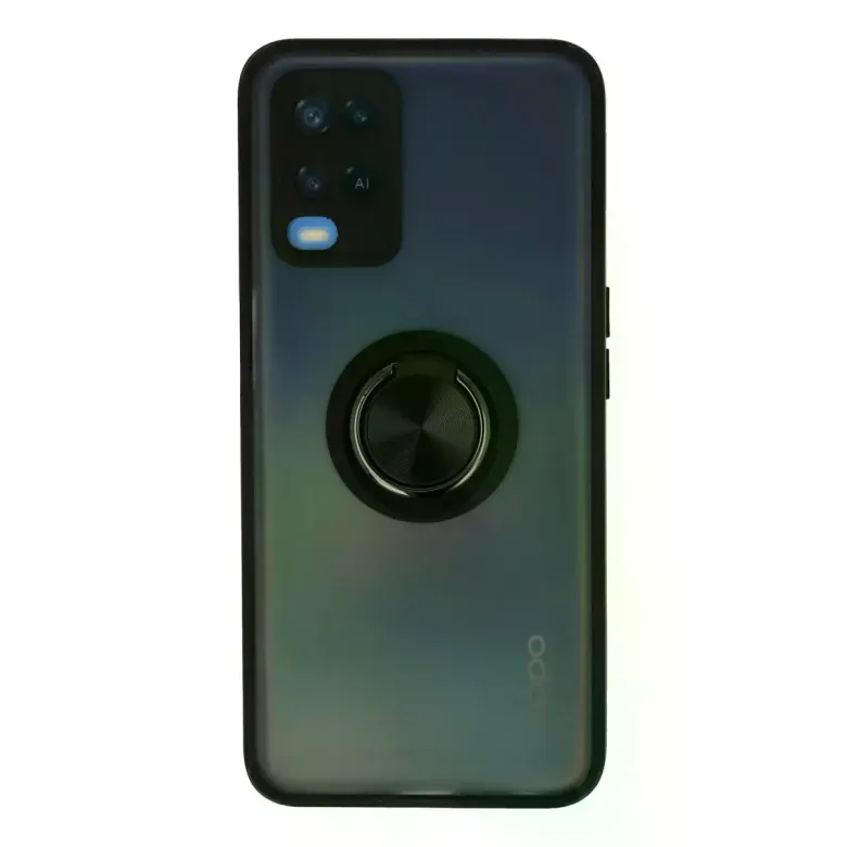Oppo A54 4G Kılıf Montreal Yüzüklü Silikon Kapak - Siyah