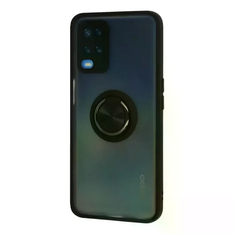 Oppo A54 4G Kılıf Montreal Yüzüklü Silikon Kapak - Siyah