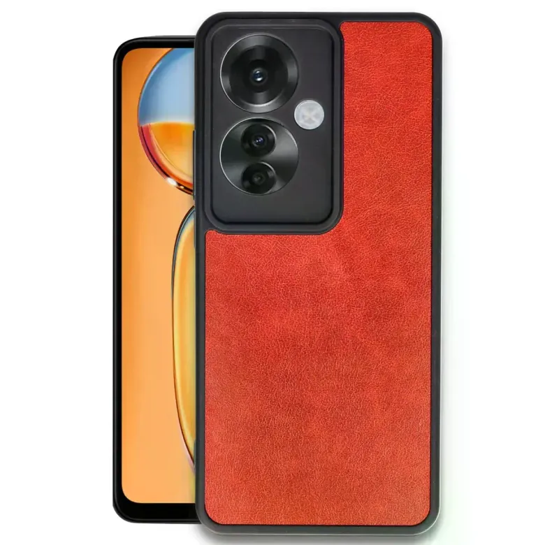 Oppo Reno 11f Kılıf Aras Deri Kapak - Kırmızı