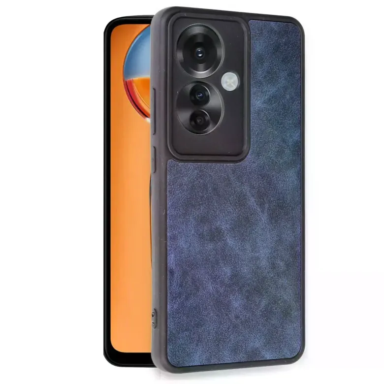 Oppo Reno 11f Kılıf Aras Deri Kapak - Lacivert