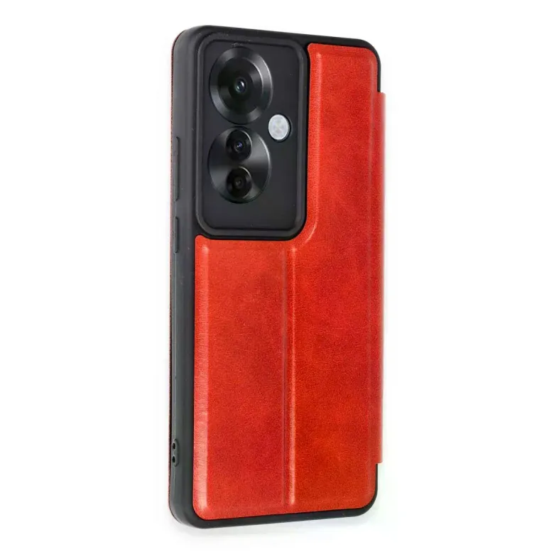Oppo Reno 11f Kılıf Flip Cover - Kırmızı