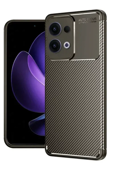 Oppo Reno 13 Pro Kılıf Auto Focus Karbon Kapak - Kahverengi