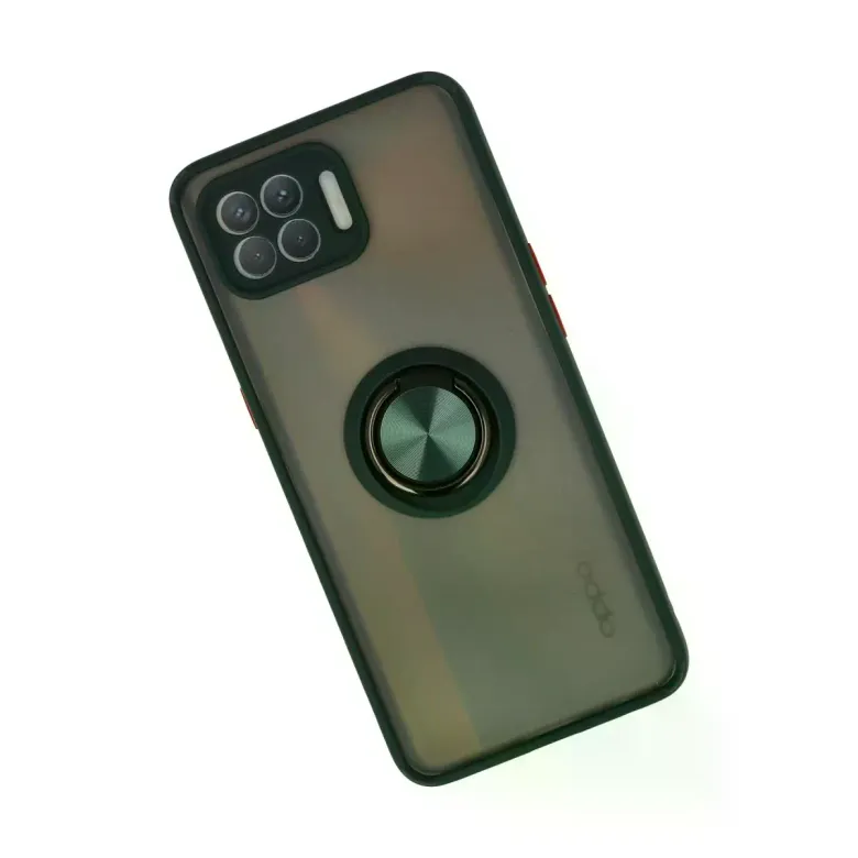 Oppo Reno 4 Lite Kılıf Montreal Yüzüklü Silikon Kapak - Yeşil