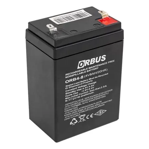 Orbus 4 Volt 8 Amper Kuru Tip Akü Orb4-8 (68*45*95 Mm)