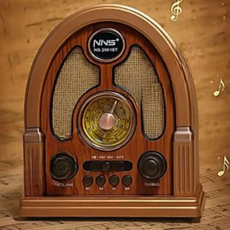 Orta Boy Kubbe Model Retro Ahşap Tasarım Bluetooth Hoparlörlü Radyo – FM/AM Destekli, Şarjlı ve Taşınabilir Radyo NS-7061 (4745)